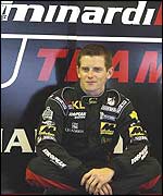 Anthony Davidson in the Minardi pit at the Hungarian Grand Prix