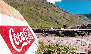 Coke logo on the Himachal Pradesh mountains