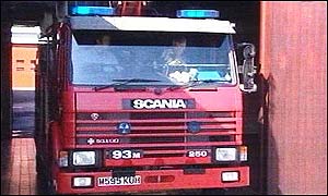 A fire engine responds to an emergency