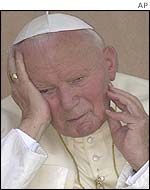 The Pope listens to speeches at Balice Airport 