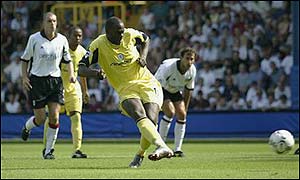 Michael Ricketts scores the first Premiership goal of the season