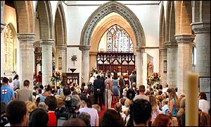 Hundreds gathered for the service