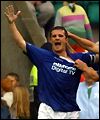Barry Ferguson celebrates his goalagainst Hibs