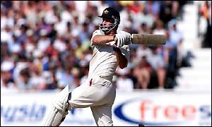 Waugh in action against England in 2001