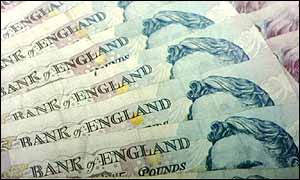 Pile of five pound notes