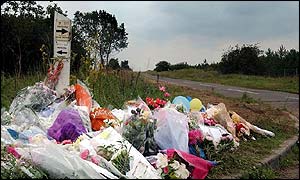 Floral tributes at Lakenheath