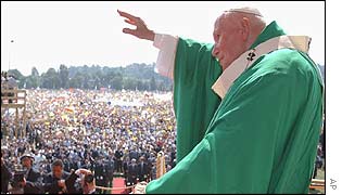John Paul II blesses the crowd in Krakow