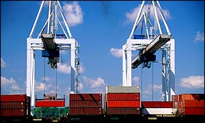 Cargo being loaded into a ship in the US 