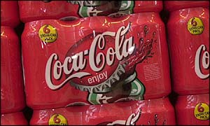Packaged Coke cans