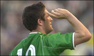 Republic of Ireland's Robbie Keane celebrates opening the scoring against Finland
