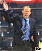 Berti Vogts shows his anger at Hampden