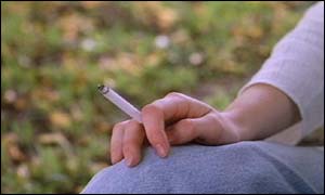 Young teenage girl smoking