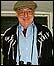 Henry Blofeld models a unique jacket in the Test Match Special booth