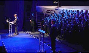 Team Skipper Ian Walker at the official naming ceremony of Wight Lightning