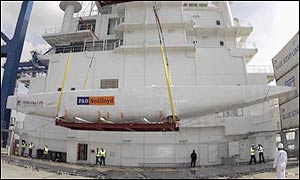 Wight Lightning makes the long trip to Auckland aboard a transport ship