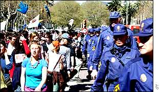 Anti-globalisation demonstrators in Barcelona in March 2002 