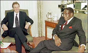 Tony Blair (left) and Robert Mugabe