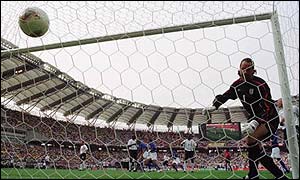 David Seaman lets Ronaldinho's free-kick go in during the World Cup