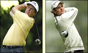 Phil Mickelson (left) shoots 66 and Justin Rose 67
