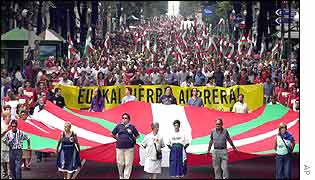 An estimated 5,000 people demonstrated in Bilbao