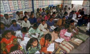 Children at school in India