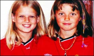 Holly and Jessica wearing Manchester Utd shirts on the day they went missing