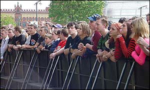 Crowd at barrier
