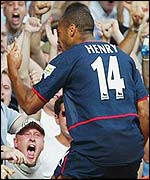 Thierry Henry is delighted with his goal