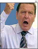Gerhard Schroeder at Hanover rally