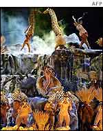 Costumed dancers perfrom for delegates