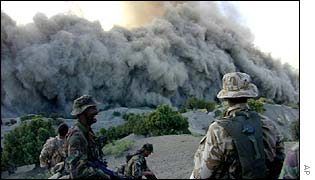 An al-Qaeda weapons store is destroyed