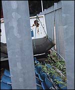 Some seats from the Stadium lie unused and unwanted outside