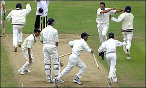 Caddick was the final English batsman to go