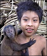 Awa boy and monkey