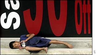 Beggar on street in Bangkok 