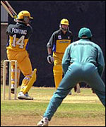Ricky Ponting batting in the 2000 ICC Knockout