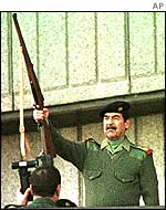 Iraqi leader Saddam Hussein