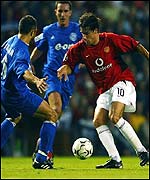 Manchester United striker Ruud van Nistelrooy scored twice