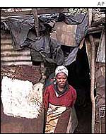 Poverty-stricken woman in township
