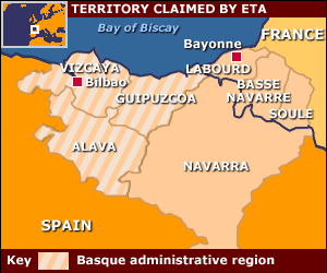 Map showing territory claimed by ETA