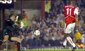 Sylvain Wiltord scores Arsenal's third on 24 minutes