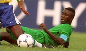 Captain Andrew Sinkala giving his all for Zambia 