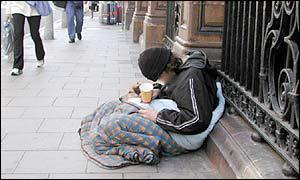 Homeless person on street