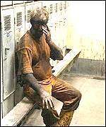 Miner in locker room