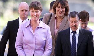 The parents of Jessica Chapman - Sharon and Leslie Chapman - arrive with, at back, Holly Wells' parents