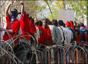 Protesters along the route