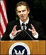 Tony Blair on a visit to the US