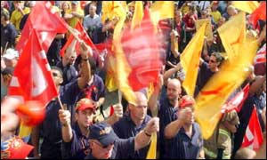 Firefighters protest