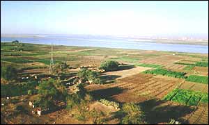 Sudanese landscape with Nile River