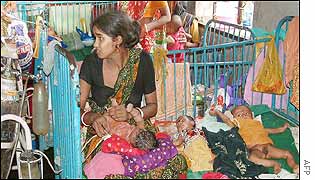 A crowded room at the BC Roy Children's Hospital in Calcutta